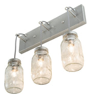 Nickel Clear Glass Mason Jar Vanity Pendant White Background | The Cabin Shack