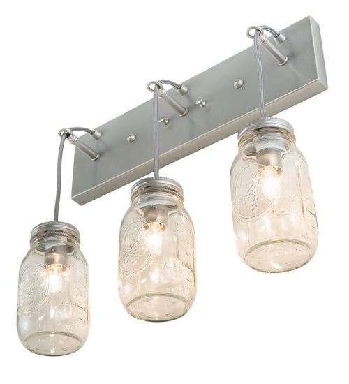 Nickel Clear Glass Mason Jar Vanity Pendant White Background | The Cabin Shack