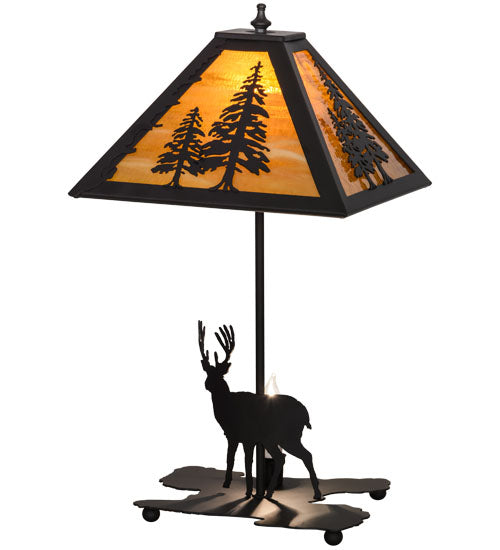 Black High Deer Forest Pine Table Lamp | The Cabin Shack