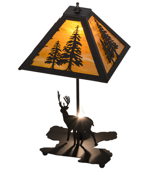 Black High Deer Forest Pine Table Lamp Top | The Cabin Shack