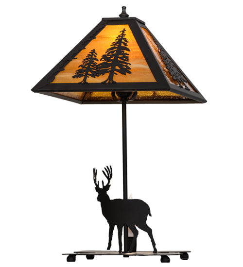 Black High Deer Forest Pine Table Lamp Under  | The Cabin Shack