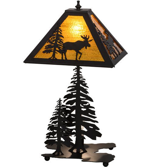 21" High Majestic Forest Moose Accent Lamp | The Cabin Shack