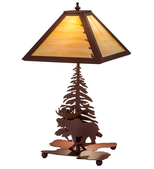 Natural Rust High Majestic Moose Table Lamp Corner  | The Cabin Shack