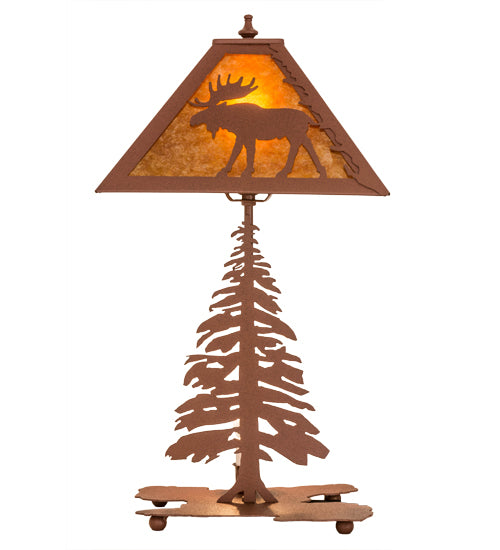 Rust High Majestic Moose Table Lamp Front | The Cabin Shack