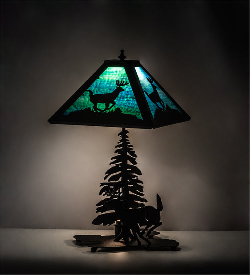 21" High Pine Forest Deer Accent Lamp | The Cabin Shack