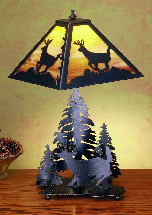 Emerald High Pine Forest Deer Table Lamp | The Cabin Shack