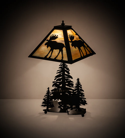 21" High Scampering Moose Forest Table Lamp | The Cabin Shack