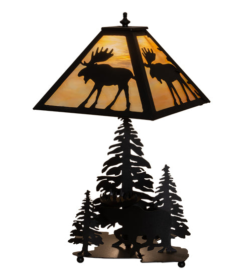 21" High Scampering Moose Forest Table Lamp 1 | The Cabin Shack