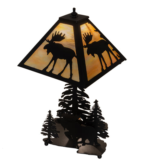 21" High Scampering Moose Forest Table Lamp 3 | The Cabin Shack