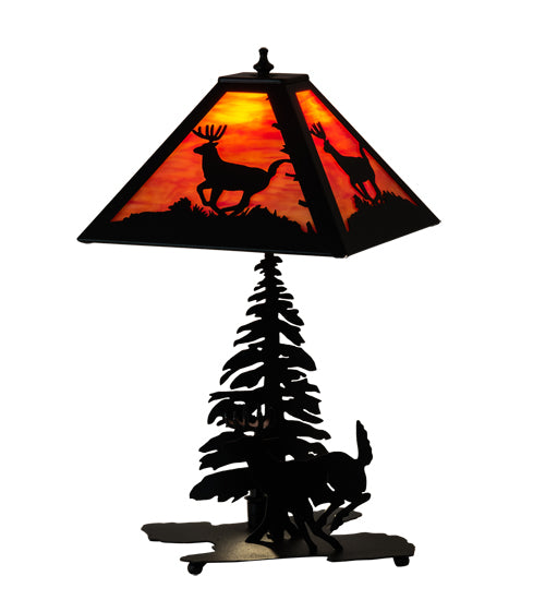 21" High Sunset Forest Deer Accent Lamp 1 | The Cabin Shack