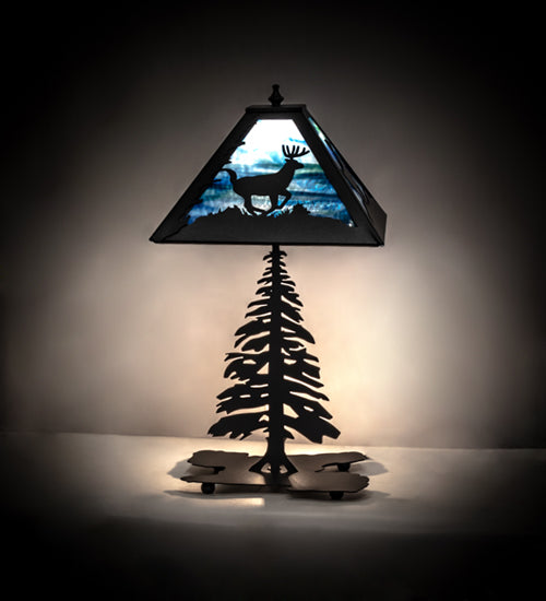 22" High Pine Deer Forest Accent Lamp | The Cabin Shack