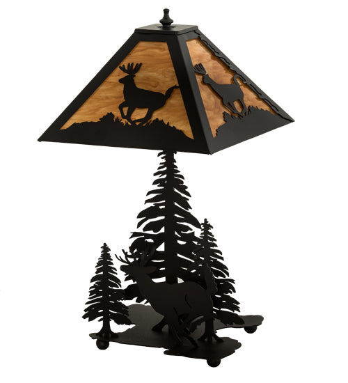 22" High Scampering Deer Forest Table Lamp 3 | The Cabin Shack