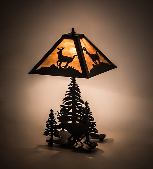 22" High Scampering Deer Forest Table Lamp | The Cabin Shack