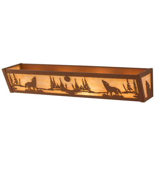 24" Wide Harvest Moon Howling Wolves Vanity Light 3 | The Cabin Shack