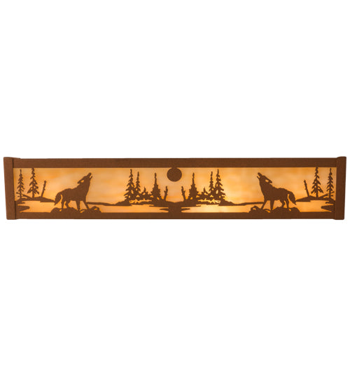 24" Wide Harvest Moon Howling Wolves Vanity Light 1 | The Cabin Shack