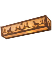 24" Wide Harvest Moon Howling Wolves Vanity Light 4 | The Cabin Shack