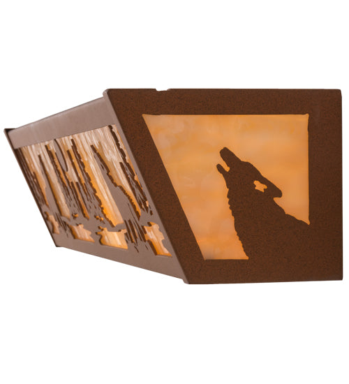 24" Wide Harvest Moon Howling Wolves Vanity Light 2 | The Cabin Shack