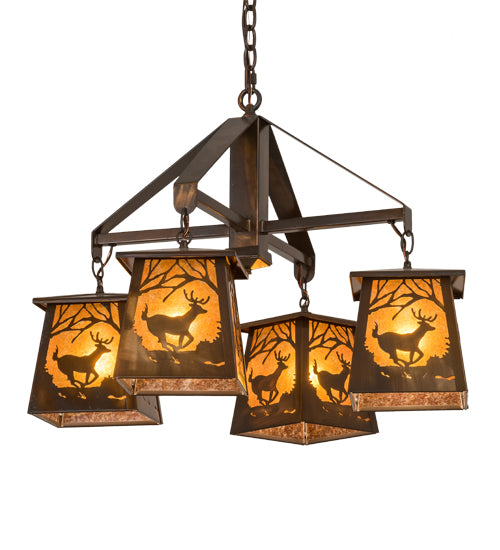 Copper Woodland Deer Pine Chandelier