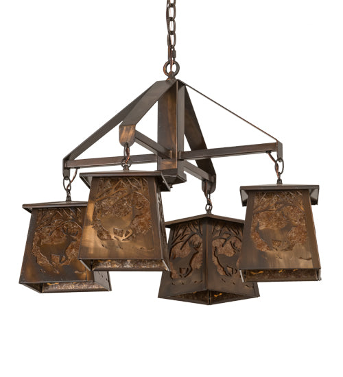 Copper Woodland Deer Pine Chandelier