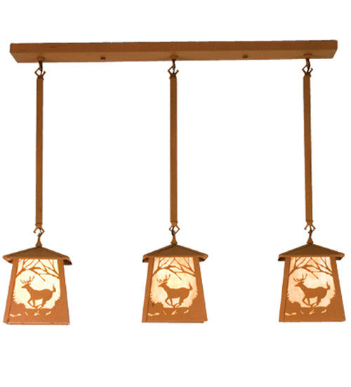 Bronze Triple Woodland Deer Trail Mountain Pendant | The Cabin Shack