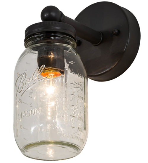 4.5" Wide Clear Glass Mason Jar Wall Sconce 1 | The Cabin Shack