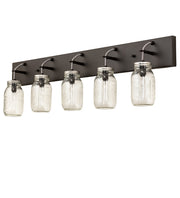 40" Wide 5 Clear Glass Mason Jar Vanity Light 3 | The Cabin Shack