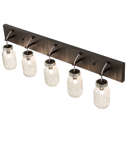 40" Wide 5 Clear Glass Mason Jar Vanity Light 4 | The Cabin Shack