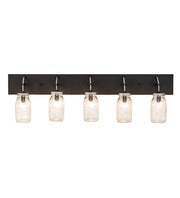 40" Wide 5 Clear Glass Mason Jar Vanity Light 1 | The Cabin Shack