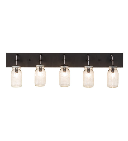 40" Wide 5 Clear Glass Mason Jar Vanity Light 1 | The Cabin Shack