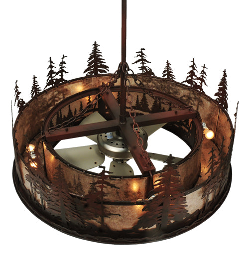 44" Wide Pine Forest Chandelier Fan 1 | The Cabin Shack