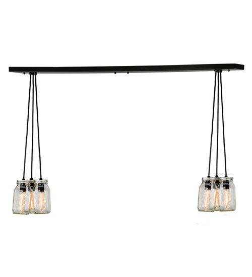 48" Long Double Clear Glass Mason Jar Island Pendant | The Cabin Shack