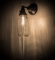 5.5" Wide Clear Glass Mason Jar Wall Sconce | The Cabin Shack
