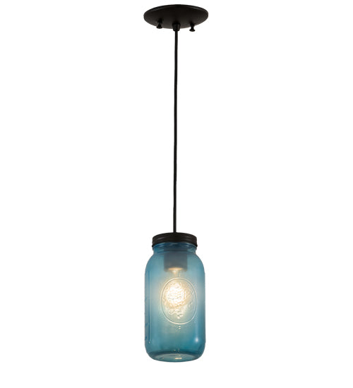 5" Wide Powder Blue Glass Mason Jar Pendant 2 | The Cabin Shack