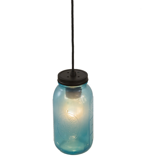5" Wide Powder Blue Glass Mason Jar Pendant 4 | The Cabin Shack