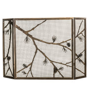 62" Wide Copper Forest Pine Fireplace Screen | The Cabin Shack