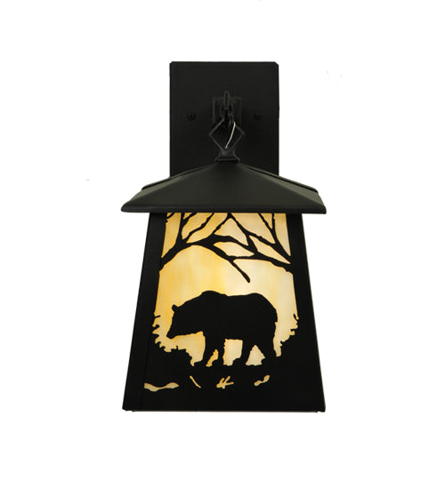 Black Majestic Woodland Bear Wall Sconce Front | The Cabin Shack