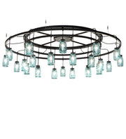 75" Wide 24 Blue Glass Mason Jar Pendant Chandelier | The Cabin Shack