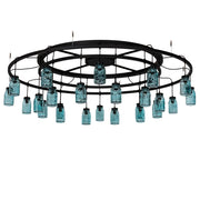 75" Wide 24 Blue Glass Mason Jar Pendant Chandelier 2 | The Cabin Shack