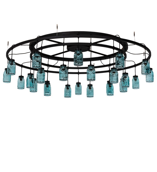 75" Wide 24 Blue Glass Mason Jar Pendant Chandelier 2 | The Cabin Shack