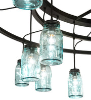 75" Wide 24 Blue Glass Mason Jar Pendant Chandelier 3 | The Cabin Shack