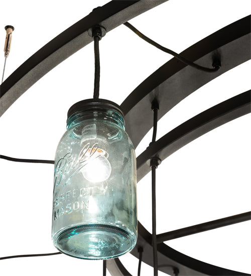 75" Wide 24 Blue Glass Mason Jar Pendant Chandelier 4 | The Cabin Shack