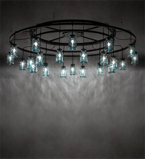 75" Wide 24 Blue Glass Mason Jar Pendant Chandelier 1 | The Cabin Shack