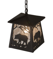7" Square Clear Glass Forest Bear Pendant 4 | The Cabin Shack