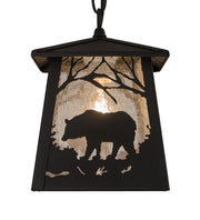 7" Square Clear Glass Forest Bear Pendant 1 | The Cabin Shack