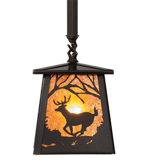 Dark Bronze Deer Pine Trail Pendant Front | The Cabin Shack