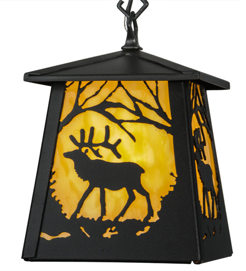 7" Square Majestic Woodland Elk Pendant 1 | The Cabin Shack