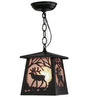 Flat Black Pine Woodland Elk Pendant | The Cabin Shack