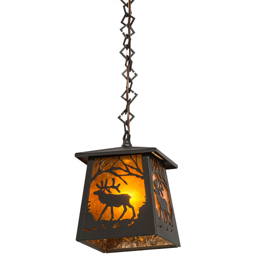 Wrought Iron Pine Woodland Elk Pendant