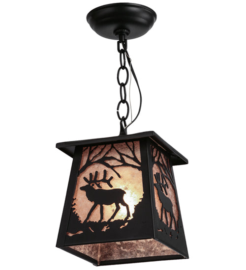 Flat Black Pine Woodland Elk Pendant