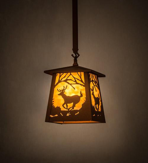 7" Square Woodland Deer Trail Mountain Pendant 2 | The Cabin Shack